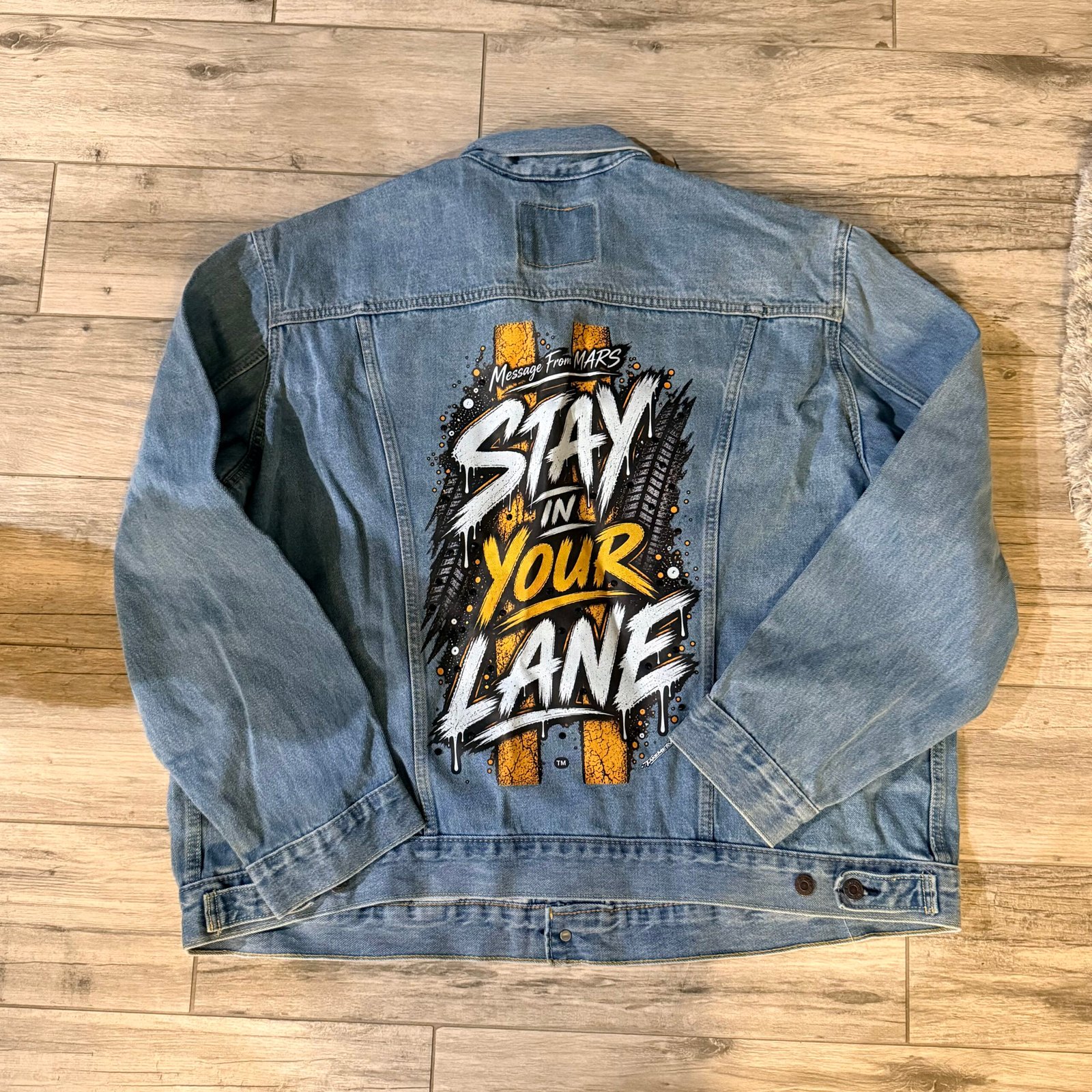Message From MARS – Stay in Your Lane Denim Jacket - Image 3